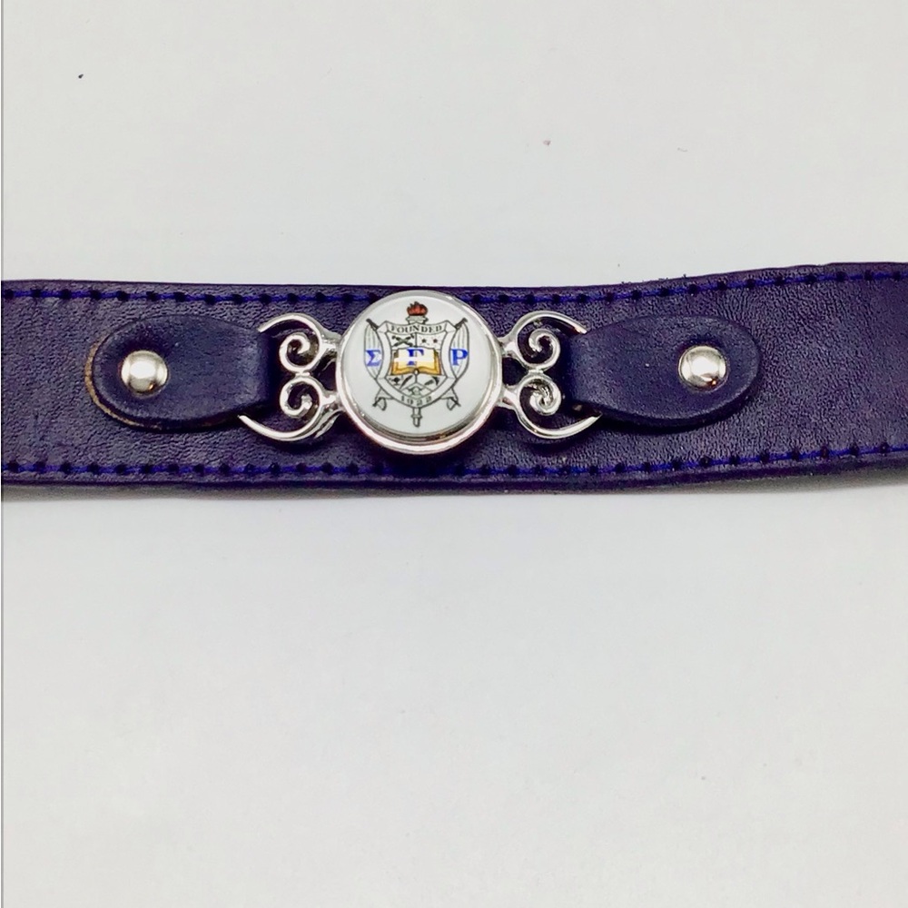 Sigma Gamma Rho Blue Leather Bracelet
